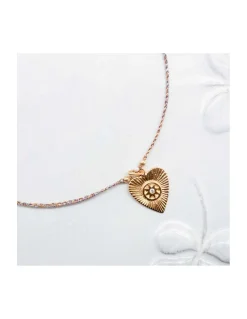 BIANCA - COLLIER MÉDAILLE COEUR VINTAGE SUR CORDON LUREX