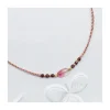 BIANCA - COLLIER TOURMALINE FLAT ET RHODOLITES CUBES SUR FIL LUREX