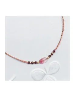 BIANCA - COLLIER TOURMALINE FLAT ET RHODOLITES CUBES SUR FIL LUREX