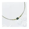 BIANCA - COLLIER TOURMALINE CARRÉE ET TOURMALINES VERTES SUR FIL LUREX