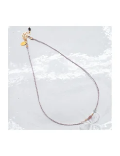 BIANCA - COLLIER TOURMALINE PICASSO (COULEUR AU CHOIX) ET MORGANITES SUR TRESSE LUREX