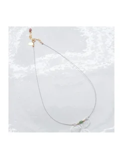 BIANCA - COLLIER TOURMALINE PICASSO (COULEUR AU CHOIX) ET MORGANITES SUR CORDON LUREX