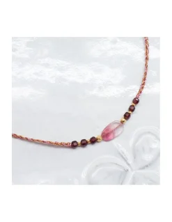 BIANCA - COLLIER TOURMALINE FLAT ET RHODOLITES CUBES SUR FIL LUREX
