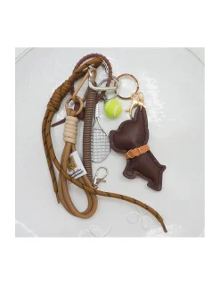 BIJOU DE SAC - BOULEDOGUE ET TENNIS - MARRON