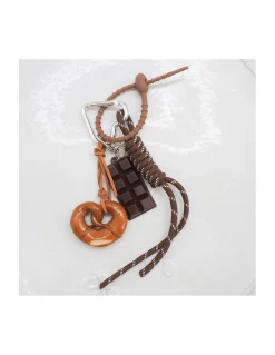 BIJOU DE SAC - BRETZEL ET TABLETTE DE CHOCOLAT - MARRON