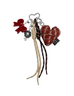 BIJOU DE SAC - COEUR, NOEUD ET FLEUR - ROUGE
