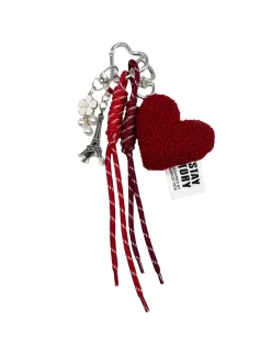 BIJOU DE SAC - COEUR, TOUR EIFFEL ET FLEUR - ROUGE