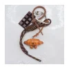 BIJOU DE SAC - CROISSANT ET TABLETTE DE CHOCOLAT - MARRON