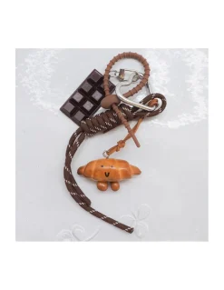 BIJOU DE SAC - CROISSANT ET TABLETTE DE CHOCOLAT - MARRON