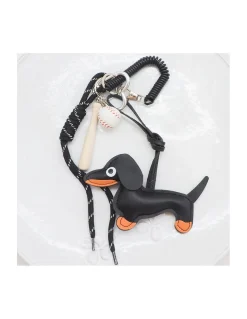 BIJOU DE SAC - TECKEL ET BASEBALL - NOIR