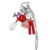 BIJOU DE SAC - TENUE DE SPORT, RAQUETTE, VOLANT ET CHIEN - ROUGE