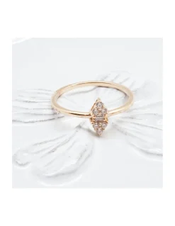 BINGO - BAGUE 2 LOSANGES ET 1 RECTANGLE PLAQUÉE OR ET ZIRCONS