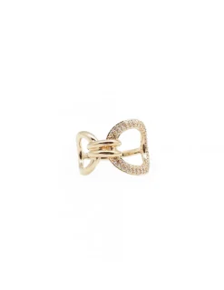 BINGO - BAGUE ASYMETRIQUE EN PLAQUÉ OR ET ZIRCONS