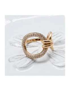 BINGO - BAGUE ASYMETRIQUE EN PLAQUÉ OR ET ZIRCONS