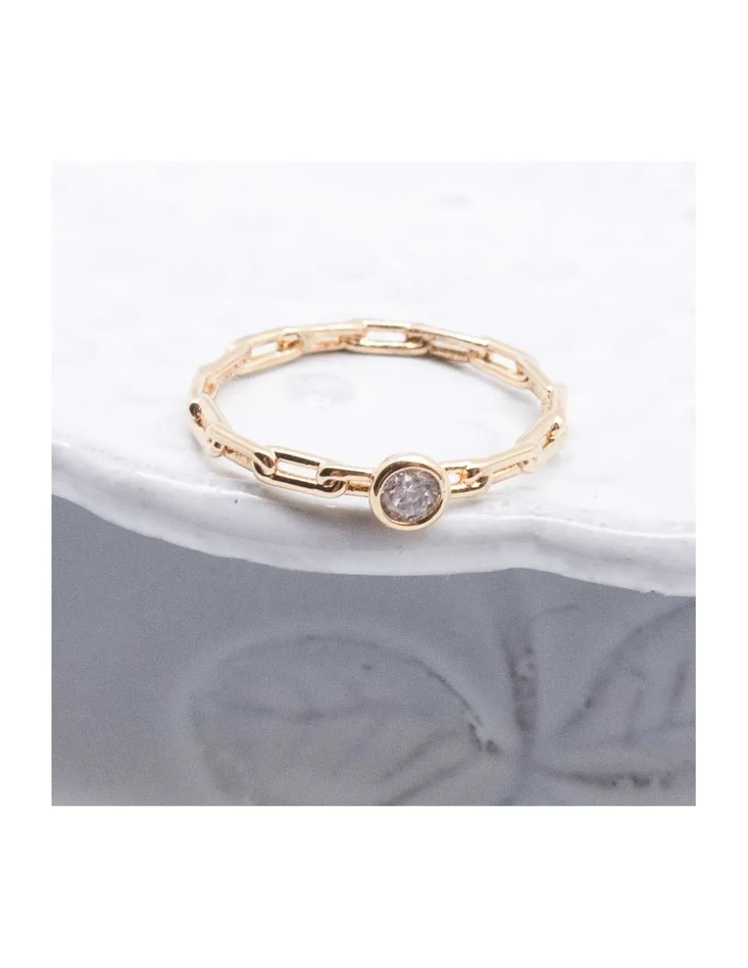 BINGO - BAGUE CAMBRIDGE PLAQUÉE OR ET ZIRCON BLANC