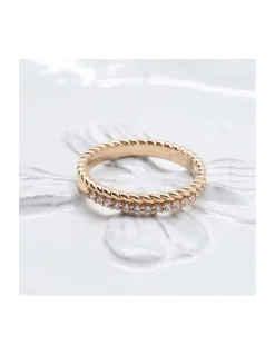 BINGO - BAGUE LONG BEACH EN PLAQUÉ OR 3 MICRONS ET ZIRCONS
