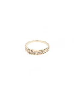 BINGO - BAGUE LONG BEACH PLAQUÉE OR ET SERTIE DE ZIRCONS BLANCS