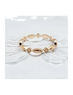 BINGO - BAGUE LOSANGES ET OVALES PLAQUÉE OR ET ZIRCONS