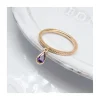 BINGO - BAGUE PLAQUÉE OR ET CHARM GOUTTE ZIRCON VIOLET