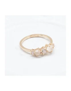 BINGO - BAGUE PLAQUÉE OR ET PIERRES SEMI-PRÉCIEUSES