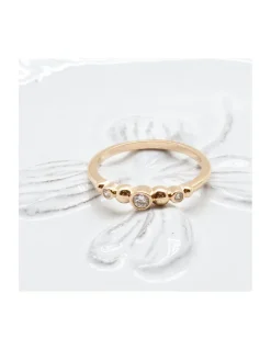 BINGO - BAGUE PLAQUÉE OR ET SPHÈRES ET ZIRCONS