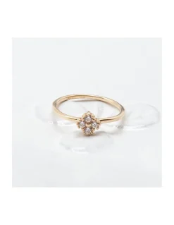 BINGO - BAGUE PLAQUÉE OR ET FLEUR EN ZIRCONS
