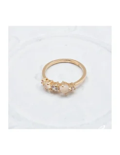 BINGO - BAGUE PLAQUÉE OR ET PIERRES SEMI-PRÉCIEUSES