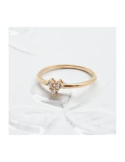 BINGO - BAGUE PLAQUÉE OR TRIANGLE ET ZIRCONS