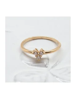 BINGO - BAGUE PLAQUÉE OR TRIANGLE ET ZIRCONS
