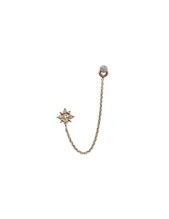 BINGO - BOUCLE D'OREILLE 1 CHAÎNE ET FLEUR ZIRCONS PORTÉE PAR LISON