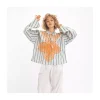 BLOUSE GANGA BRODÉE À RAYURES