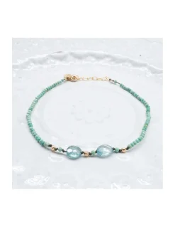 BLUE STORM - BRACELET DE CHEVILLE TURQUOISES ET ZIRCONS BLEUS