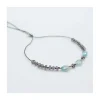 BLUE STORM - BRACELET GRENATS CAMÉLÉON ET 3 ZIRCONS BLEUS OVALES (LONG)