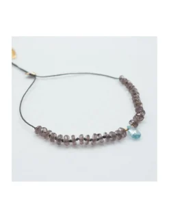 BLUE STORM - BRACELET GRENATS CAMÉLÉON ET GOUTTE ZIRCON BLEU