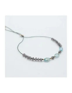 BLUE STORM - BRACELET GRENATS CAMÉLÉON ET 3 ZIRCONS BLEUS OVALES (LONG)