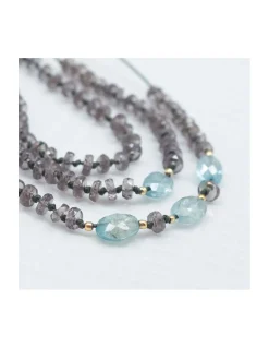 BLUE STORM - BRACELET GRENATS CAMÉLÉON ET ZIRCON BLEU OVALE