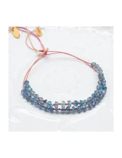 BLUE STORM - BRACELET KYANITES INDIGOS SUR CORDON NOUÉ