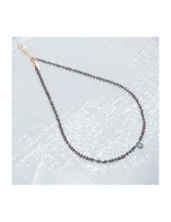 BLUE STORM - COLLIER GRENATS CAMÉLÉON ET GOUTTE ZIRCON BLEU