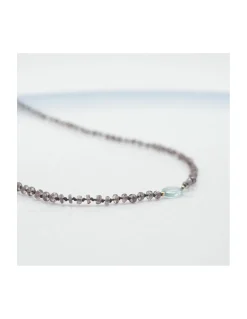 BLUE STORM - COLLIER GRENATS CAMÉLÉON ET ZIRCON BLEU OVALE