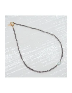 BLUE STORM - COLLIER GRENATS CAMÉLÉON ET ZIRCON BLEU OVALE