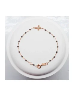 BRACELET CROIX DIAMANTS OR ROSE - GIGI - QUARTZ