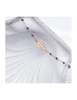 BRACELET CROIX DIAMANTS OR ROSE - GIGI - QUARTZ