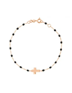 BRACELET CROIX OR ROSE - GIGI - NOIR