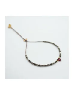 BROWNISH - BRACELET PYRITES ET GOUTTE TOURMALINE