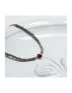 BROWNISH - BRACELET PYRITES ET GOUTTE TOURMALINE