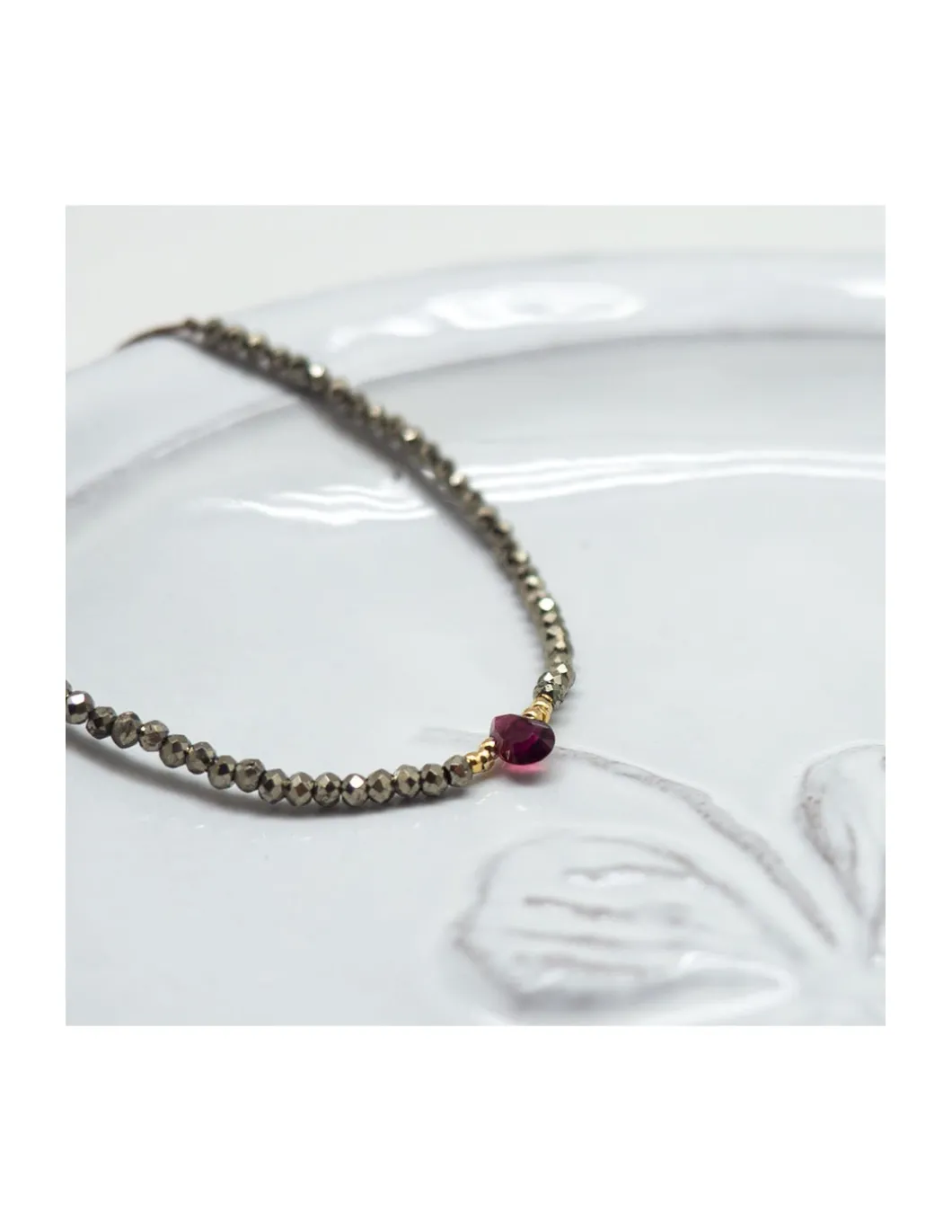 BROWNISH - BRACELET PYRITES ET GOUTTE TOURMALINE