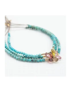 BROWNISH - BRACELET TURQUOISES ET GOUTTES TOURMALINES