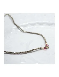 BROWNISH - COLLIER PYRITES ET GOUTTES TOURMALINES