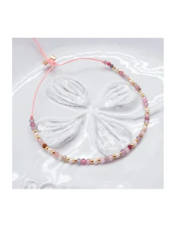 CANDIES - BRACELET 11 PERLES SOUCOUPES ET 36 SPINELLES MULTICOLORES SUR CORDON