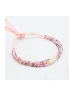 CANDIES - BRACELET PERLES SOUCOUPES ET SPINELLES MULTICOLORES SUR CORDON